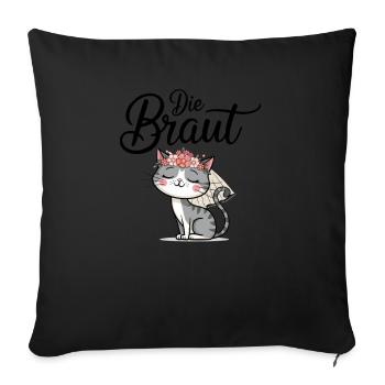 Bride Bride To Be Cat Kitten Engagement Bachelor Party - Sofa pillowcase 17,3'' x 17,3'' (45 x 45 cm) - black - Front