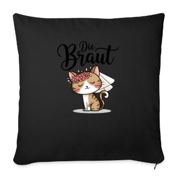 Bride Bride To Be Cat Kitten Engagement Bachelor Party - Sofa pillowcase 17,3'' x 17,3'' (45 x 45 cm) - black - Front