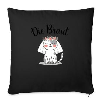 Bride Bride To Be Cat Kitten Engagement Bachelor Party - Sofa pillowcase 17,3'' x 17,3'' (45 x 45 cm) - black - Front