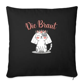 Bride Bride To Be Cat Kitten Engagement Bachelor Party - Sofa pillowcase 17,3'' x 17,3'' (45 x 45 cm) - black - Front