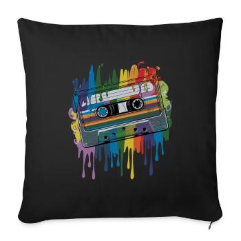 80s Retro Cassette Splash Classic Cassette Tape - Sofakissenbezug 45 x 45 cm - Schwarz - Vorne