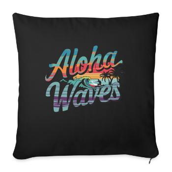 Surfing for surfers in summer by the sea - Sofa pillowcase 17,3'' x 17,3'' (45 x 45 cm) - black - Front
