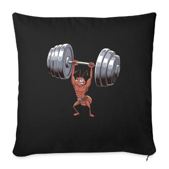 Lustige Ameise im Fitnessstudio beim Gewichtheben - Sofakissenbezug 45 x 45 cm - Schwarz - Vorne