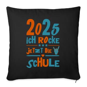 Écolier 2025 Inscription des jeunes filles à l’école 2025 Décoration - Housse de coussin décorative 45 x 45 cm - noir - Devant