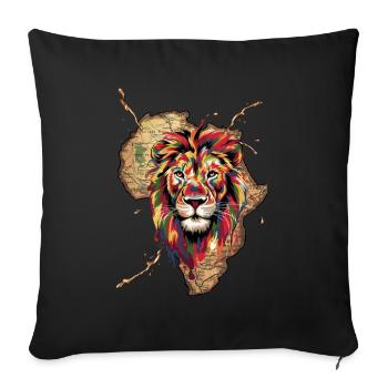 Africa Lion Safari Adventure Experience - Sofa pillowcase 17,3'' x 17,3'' (45 x 45 cm) - black - Front