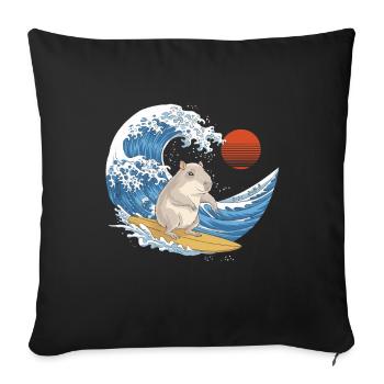 Capybara surfing the waves in summer - Sofa pillowcase 17,3'' x 17,3'' (45 x 45 cm) - black - Front