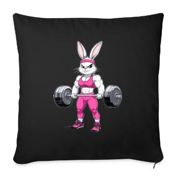 Motif de lapin de fitness pour les fans de gym - Housse de coussin décorative 45 x 45 cm - noir - Devant
