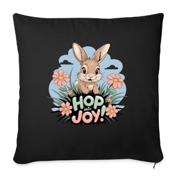 Hop Joy Bunny Pâques, un plaisir mignon pour tout le monde - Housse de coussin décorative 45 x 45 cm - noir - Devant