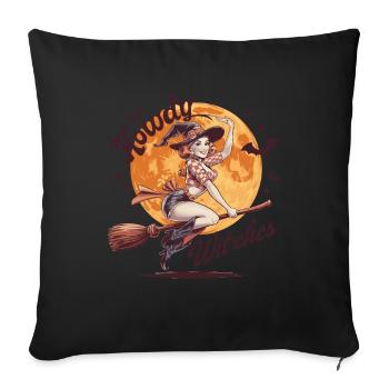 Hody Witches Broom With Beautiful Witch - Sofa pillowcase 17,3'' x 17,3'' (45 x 45 cm) - black - Front