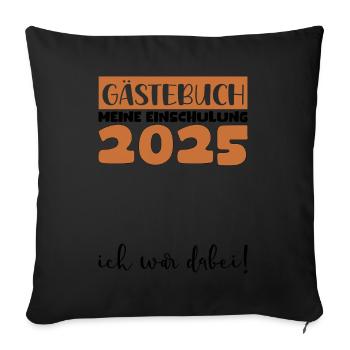 Livre d’or Inscription à l’école 2025 Jeunes filles Écolier - Housse de coussin décorative 45 x 45 cm - noir - Devant