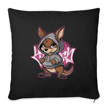 Kangaroo Street Art Graffiti Urban Style with Hoodie - Sofa pillowcase 17,3'' x 17,3'' (45 x 45 cm) - black - Front