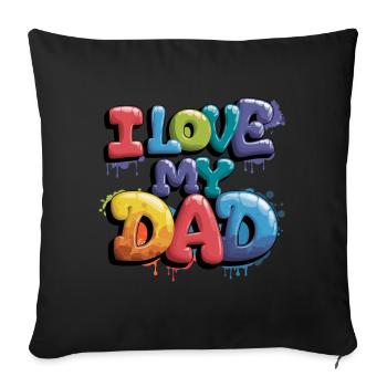 J’aime mon père Design coloré et ludique - Housse de coussin décorative 45 x 45 cm - noir - Devant