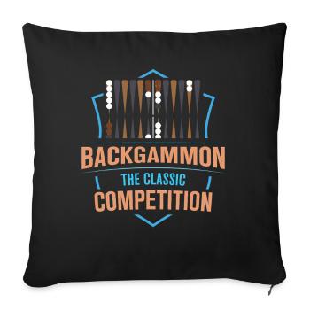 Backgammon Spiel - Sofakissenbezug 45 x 45 cm - Schwarz - Vorne