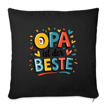 Grandpa is the best with hearts and colors for - Sofa pillowcase 17,3'' x 17,3'' (45 x 45 cm) - black - Front
