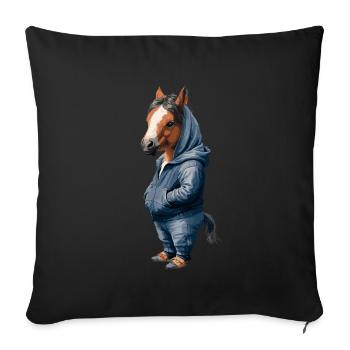 Funny Horse Street Art Hoodie Look Cool Urban - Sofa pillowcase 17,3'' x 17,3'' (45 x 45 cm) - black - Front