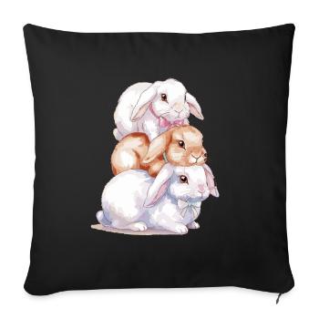 Cute Rabbit Stack for Rabbit Lovers - Sofa pillowcase 17,3'' x 17,3'' (45 x 45 cm) - black - Front