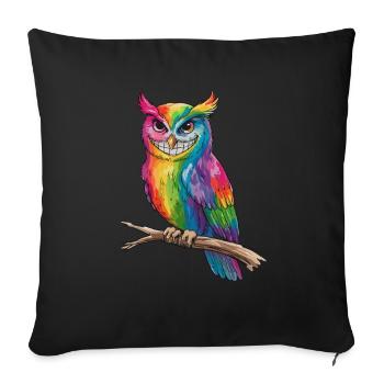 Colorful LGBTQ Owl With Pride - Sofa pillowcase 17,3'' x 17,3'' (45 x 45 cm) - black - Front