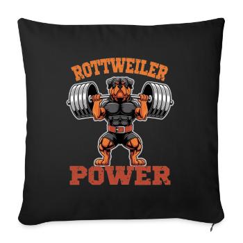Rottweiler Power : Chien puissant pour la salle de sport et la salle de sport - Housse de coussin décorative 45 x 45 cm - noir - Devant