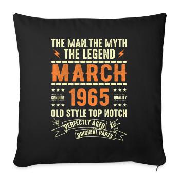 March 1965 Birthday Gift Vintage March 1965 - Sofa pillowcase 17,3'' x 17,3'' (45 x 45 cm) - black - Front