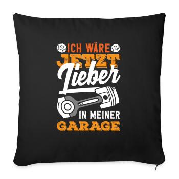 Je préfère être dans mon garage en ce moment - Housse de coussin décorative 45 x 45 cm - noir - Devant
