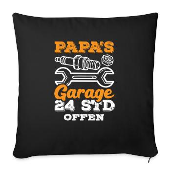 Papa's Garage Open 24 hours - Sofa pillowcase 17,3'' x 17,3'' (45 x 45 cm) - black - Front