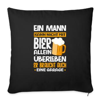 Beer And Garage Screws Screwdriver Hobby Man - Sofa pillowcase 17,3'' x 17,3'' (45 x 45 cm) - black - Front