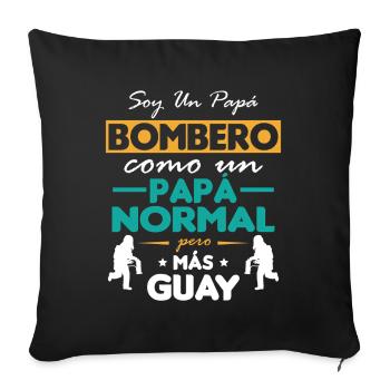 Je suis papa pompier / papa pompier - Housse de coussin décorative 45 x 45 cm - noir - Devant