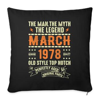 March 1978 Birthday Gift Vintage March 1978 - Sofa pillowcase 17,3'' x 17,3'' (45 x 45 cm) - black - Front