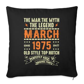 March 1975 Birthday Gift Vintage March 1975 - Sofa pillowcase 17,3'' x 17,3'' (45 x 45 cm) - black - Front