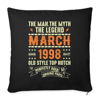 Mars 1998 Cadeau d’anniversaire Vintage Mars 1998 - Housse de coussin décorative 45 x 45 cm - noir - Devant
