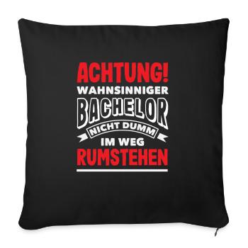 Attention : Célibataire fou pas stupide dans le sens - Housse de coussin décorative 45 x 45 cm - noir - Devant