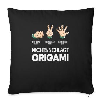 Nothing Beats Origami Saying Funny - Sofa pillowcase 17,3'' x 17,3'' (45 x 45 cm) - black - Front