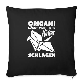 Origami makes my heart beat faster - Sofa pillowcase 17,3'' x 17,3'' (45 x 45 cm) - black - Front