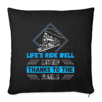 Eisenbahn Zugführer Rente Rentner Zug - Sofakissenbezug 45 x 45 cm - Schwarz - Vorne