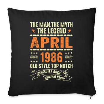 APRIL 1986, APRIL 1986 - Sofa pillowcase 17,3'' x 17,3'' (45 x 45 cm) - black - Front