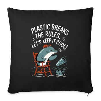 Plastic in the sea with dolphin - Sofa pillowcase 17,3'' x 17,3'' (45 x 45 cm) - black - Front