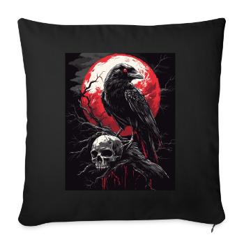 Raven Skull Moon Dark Gothic Black Crow - Sofa pillowcase 17,3'' x 17,3'' (45 x 45 cm) - black - Front