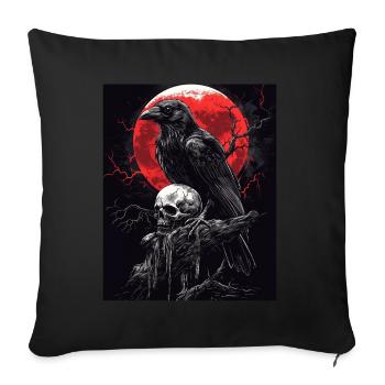 Raven Skull Moon Dark Gothic Black Crow - Sofa pillowcase 17,3'' x 17,3'' (45 x 45 cm) - black - Front