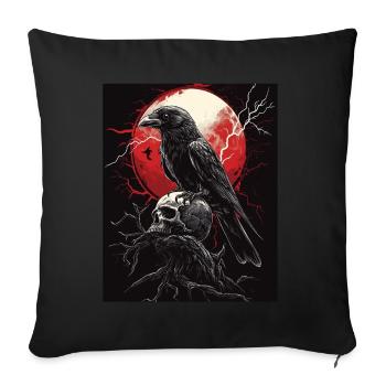 Raven Skull Moon Dark Gothic Black Crow - Sofa pillowcase 17,3'' x 17,3'' (45 x 45 cm) - black - Front
