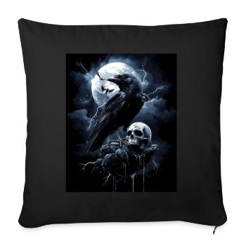Raven Skull Moon Dark Gothic Black Crow - Sofa pillowcase 17,3'' x 17,3'' (45 x 45 cm) - black - Front