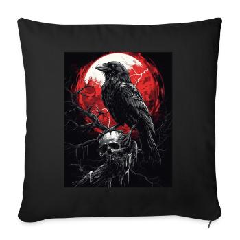 Raven Skull Moon Dark Gothic Black Crow - Sofa pillowcase 17,3'' x 17,3'' (45 x 45 cm) - black - Front