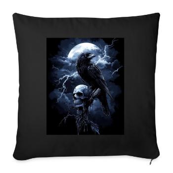 Raven Skull Moon Dark Gothic Black Crow - Sofa pillowcase 17,3'' x 17,3'' (45 x 45 cm) - black - Front