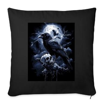 Raven Skull Moon Dark Gothic Black Crow - Sofa pillowcase 17,3'' x 17,3'' (45 x 45 cm) - black - Front