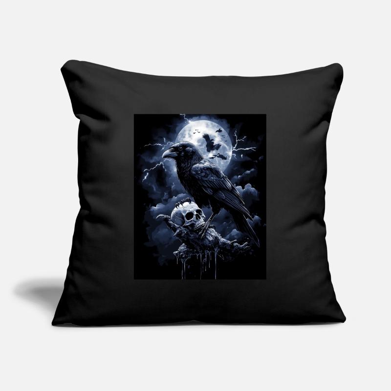 Raven Skull Moon Dark Gothic Black Crow Sofa pillowcase 17,3'' x 17,3'' (45 x 45 cm)