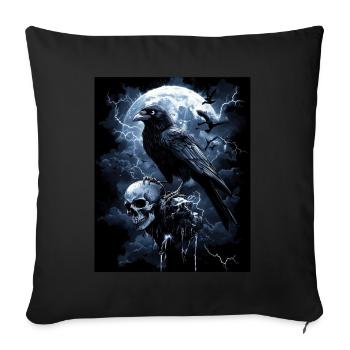 Raven Skull Moon Dark Gothic Black Crow - Sofa pillowcase 17,3'' x 17,3'' (45 x 45 cm) - black - Front