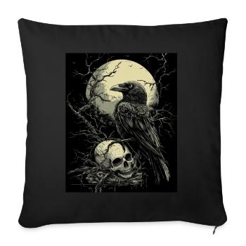 Raven Skull Moon Dark Gothic Black Crow - Sofa pillowcase 17,3'' x 17,3'' (45 x 45 cm) - black - Front
