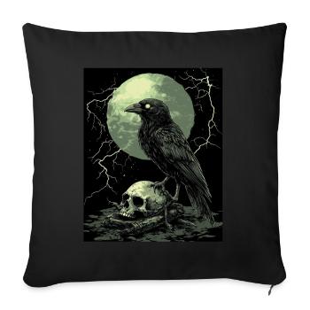 Raven Skull Moon Dark Gothic Black Crow - Sofa pillowcase 17,3'' x 17,3'' (45 x 45 cm) - black - Front
