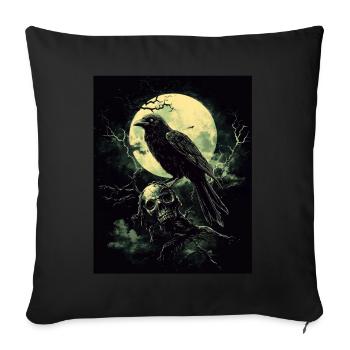 Raven Skull Moon Dark Gothic Black Crow - Sofa pillowcase 17,3'' x 17,3'' (45 x 45 cm) - black - Front