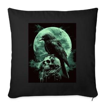 Raven Skull Moon Dark Gothic Black Crow - Sofa pillowcase 17,3'' x 17,3'' (45 x 45 cm) - black - Front