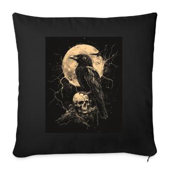 Raven Skull Moon Dark Gothic Black Crow - Sofa pillowcase 17,3'' x 17,3'' (45 x 45 cm) - black - Front